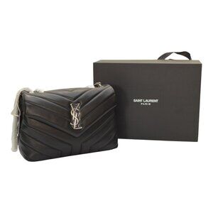 Yves Saint Laurent LOULOU small in MATELASSÉ black lambskin leather shoulder bag